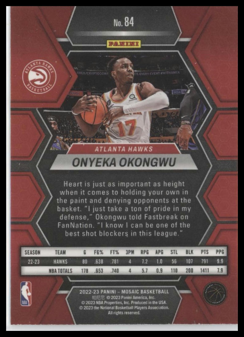 2022-23 Panini Mosaic #84 Onyeka Okongwu