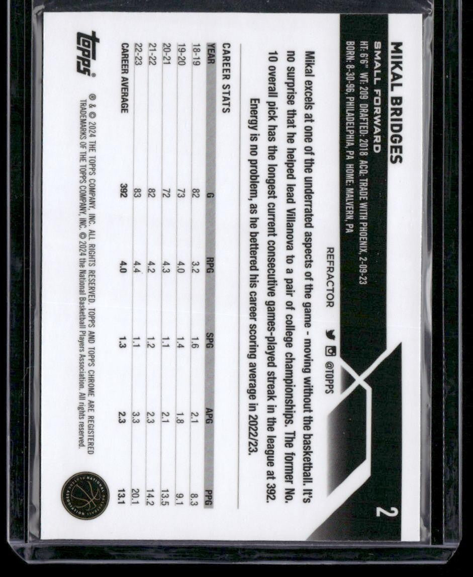 2023-24 Topps Chrome #2 Mikal Bridges Refractors