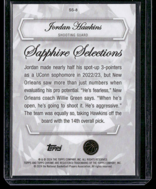 2024 Topps Chrome #SS-8 Jordan Hawkins Sapphire Selections
