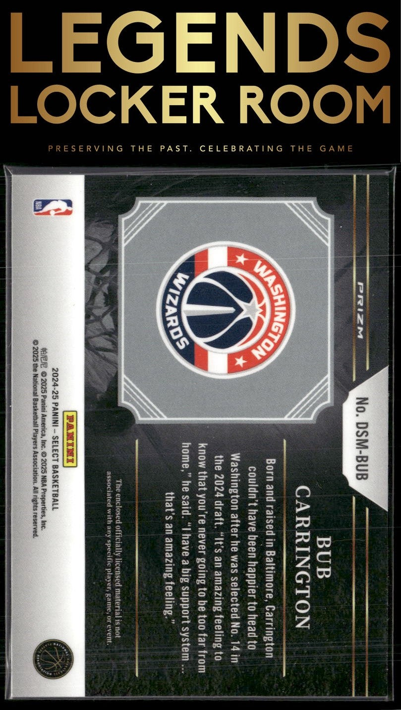 2024-25 Panini Select #DSM-BUB Bub Carrington Draft Selections Memorabilia