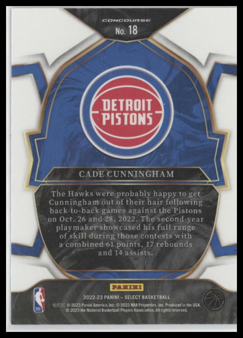 2022-23 Panini Select #18 Cade Cunningham Blue (Retail Base)