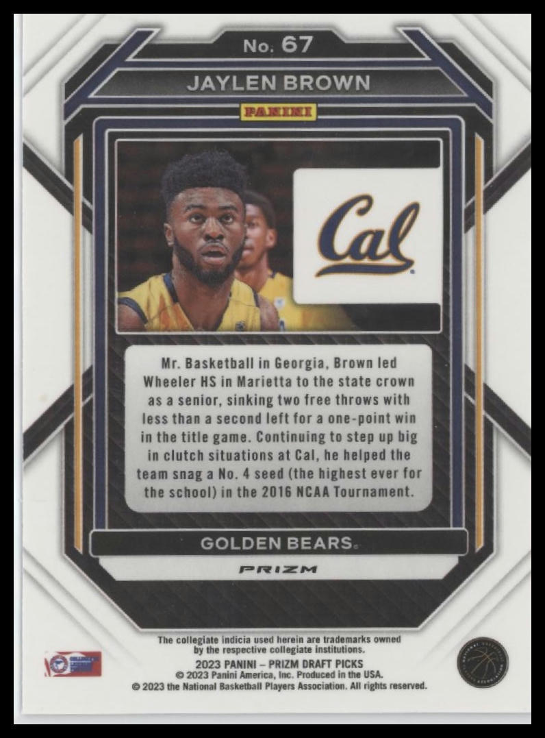 2023 Panini Prizm Draft Picks #67 Jaylen Brown Purple Wave