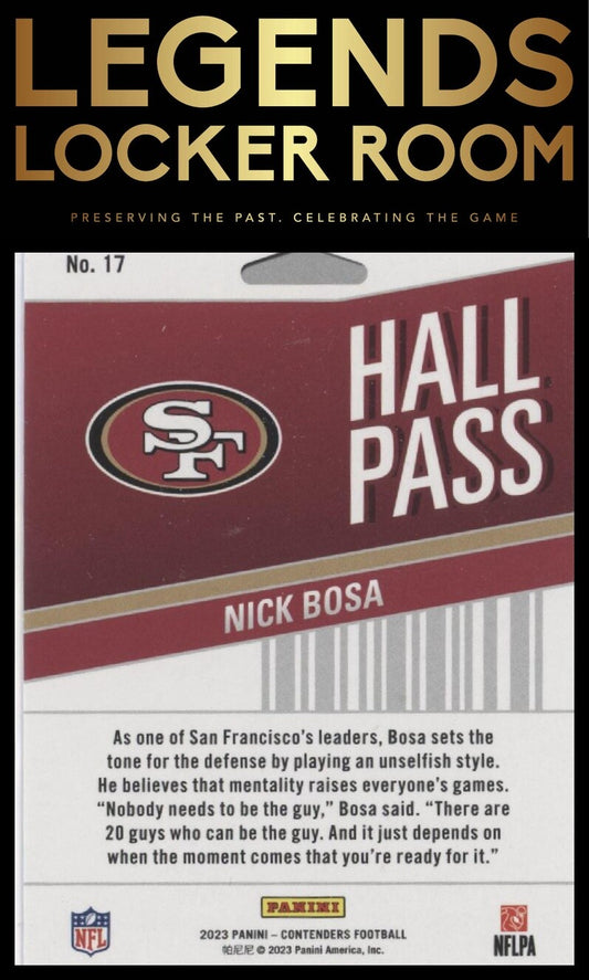 2023 Panini Contenders #17 Nick Bosa Hall Pass