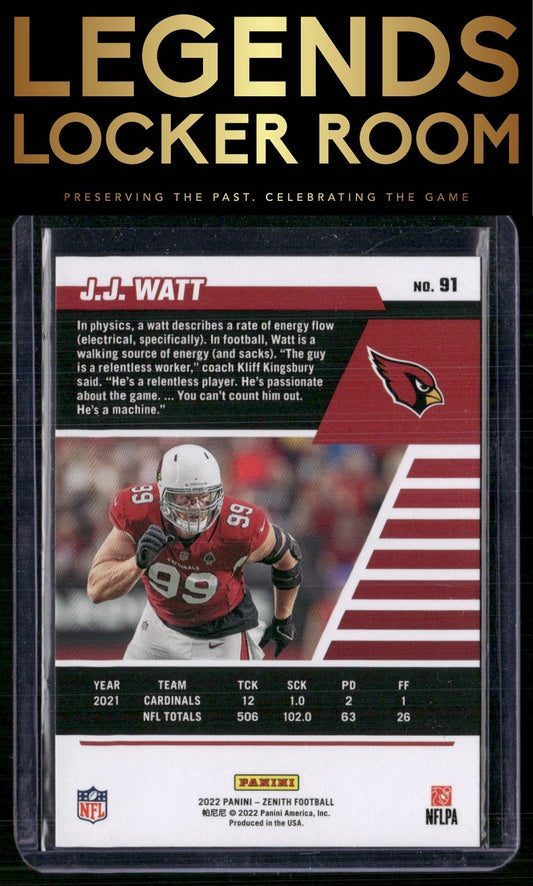 2022 Zenith #91 J.J. Watt Red Zone