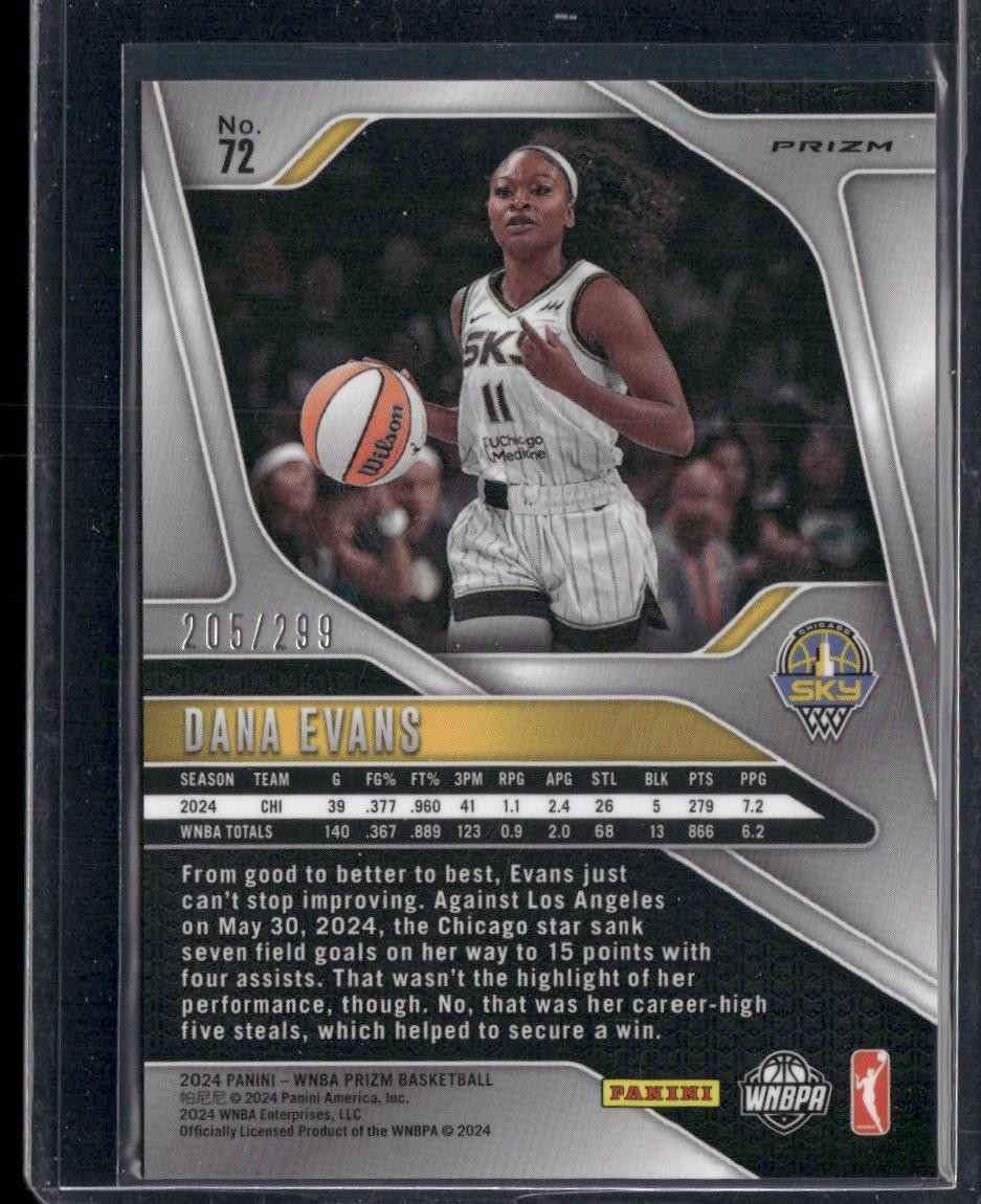 2024 Panini Prizm WNBA #72 Dana Evans Red Prizms #/299