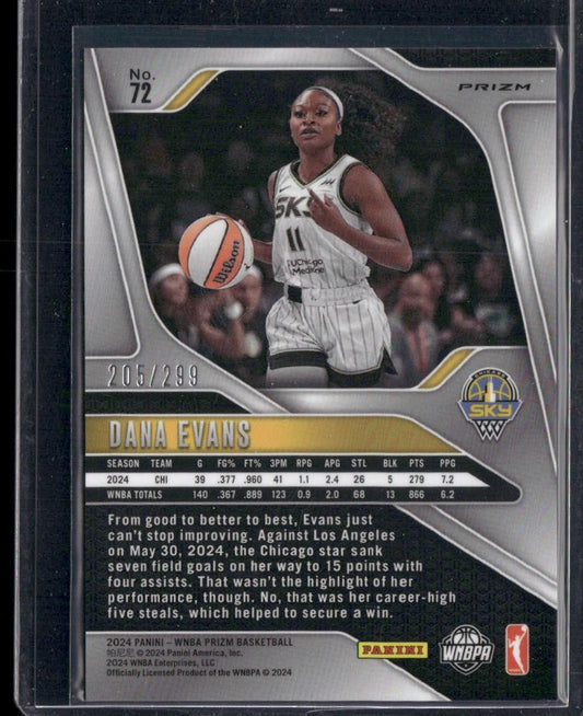 2024 Panini Prizm WNBA #72 Dana Evans Red Prizms #/299