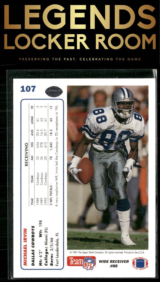 1991 Upper Deck #107b Michael Irvin