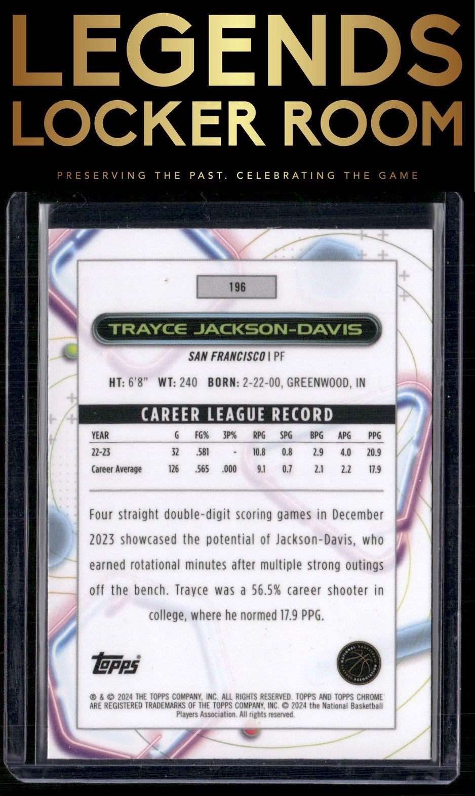 2023-24 Topps Chrome Cosmic #196 Trayce Jackson-Davis