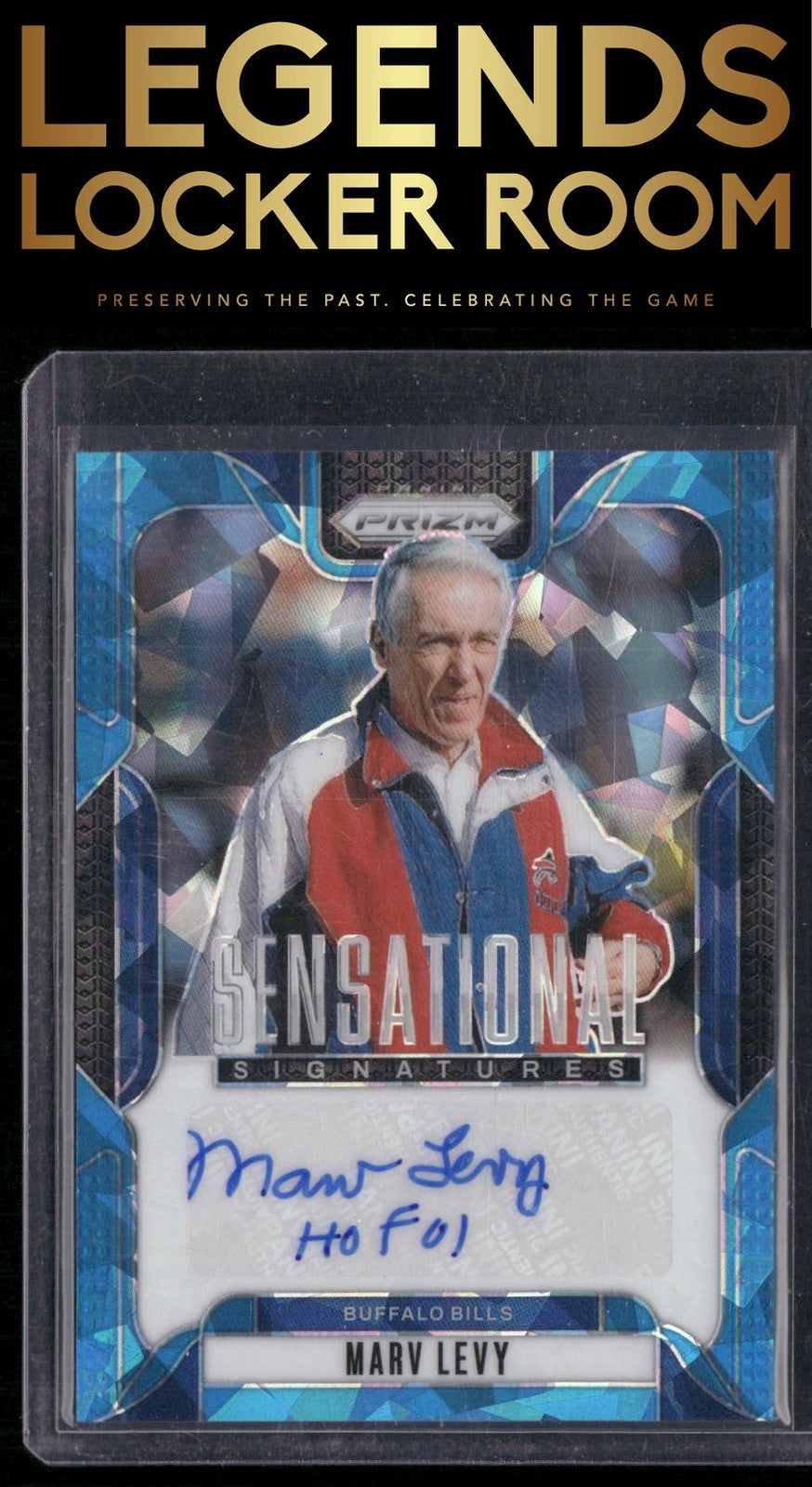 2024 Panini Prizm #SS-MLY Marv Levy Sensational Signatures Blue Ice Prizm #/99