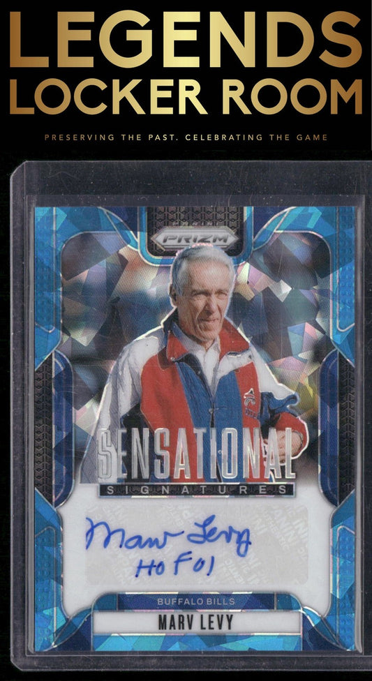 2024 Panini Prizm #SS-MLY Marv Levy Sensational Signatures Blue Ice Prizm #/99