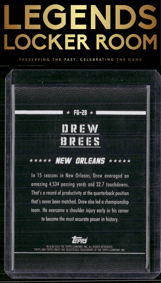 2024 Finest #FG-28 Drew Brees Field Generals Gold Refractor #/50
