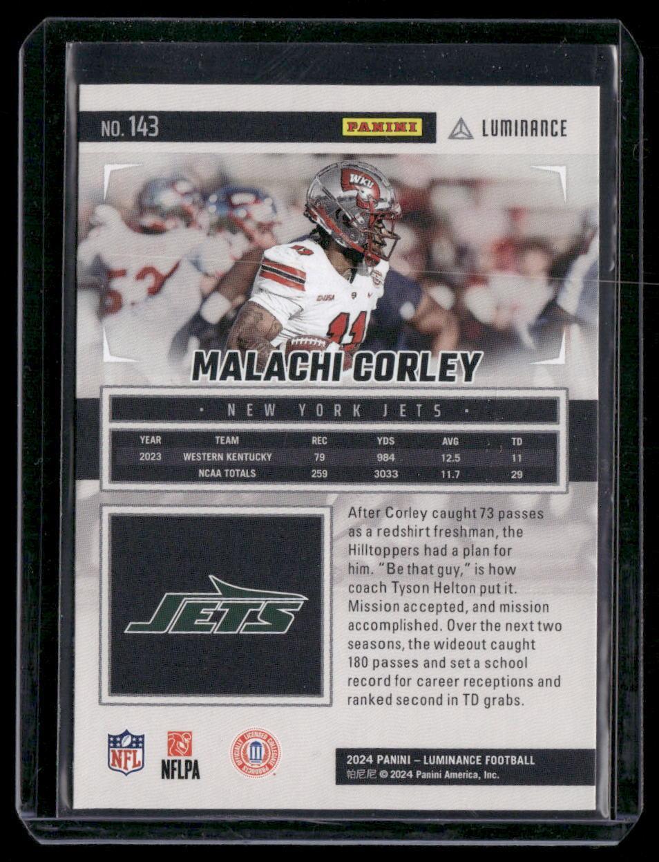 2024 Panini Luminance #143 Malachi Corley