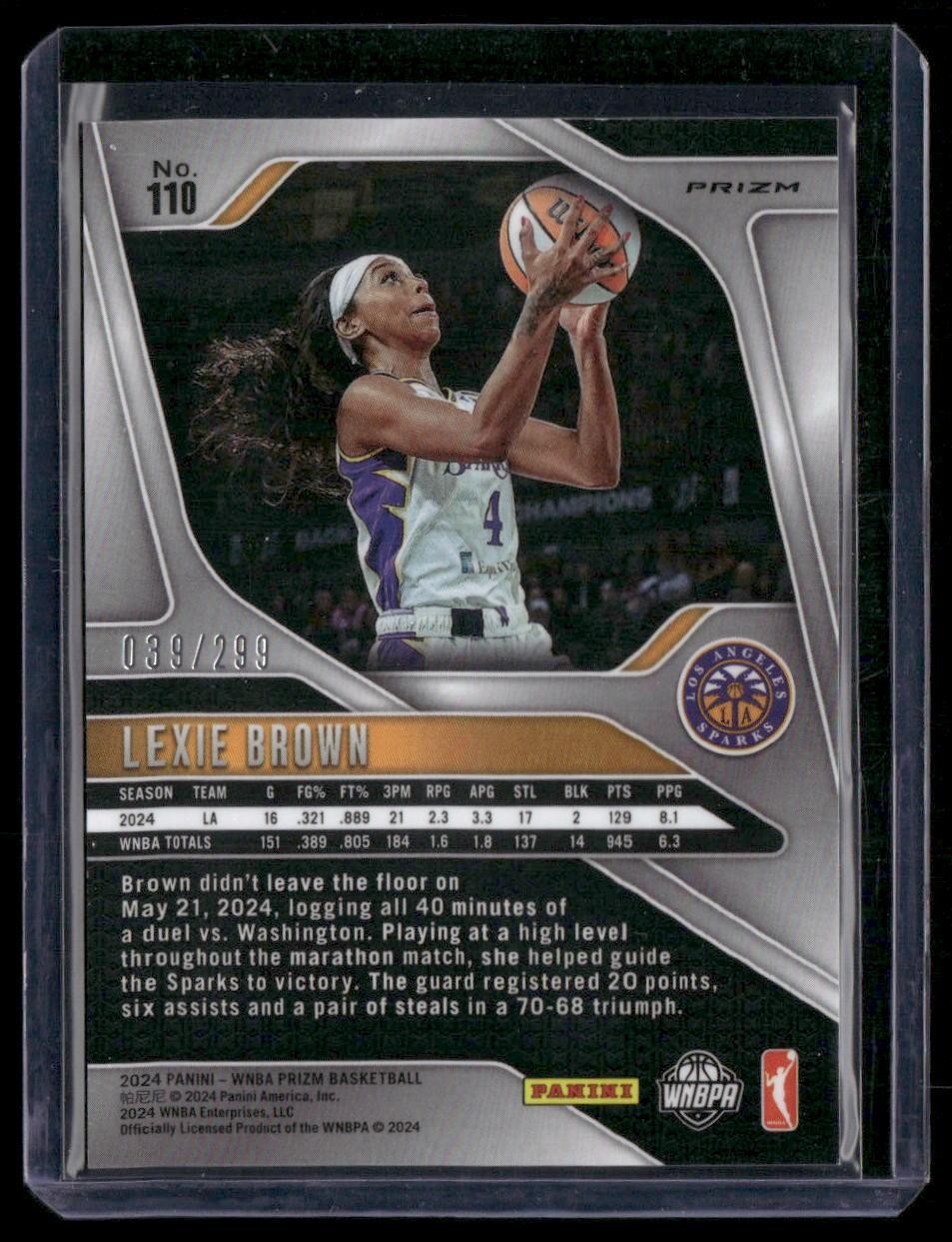 2024 Panini Prizm WNBA #110 Lexie Brown Red Prizms #/299