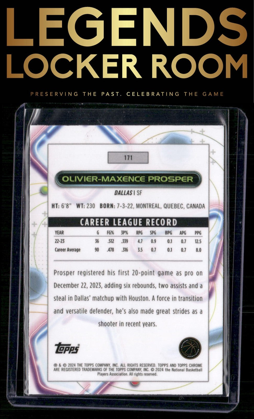 2023-24 Topps Chrome Cosmic #171 Olivier-Maxence Prosper