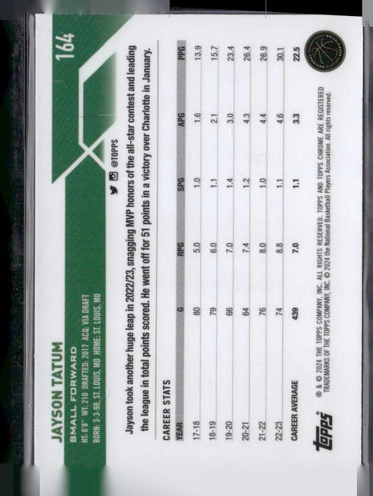 2023-24 Topps Chrome #164 Jayson Tatum