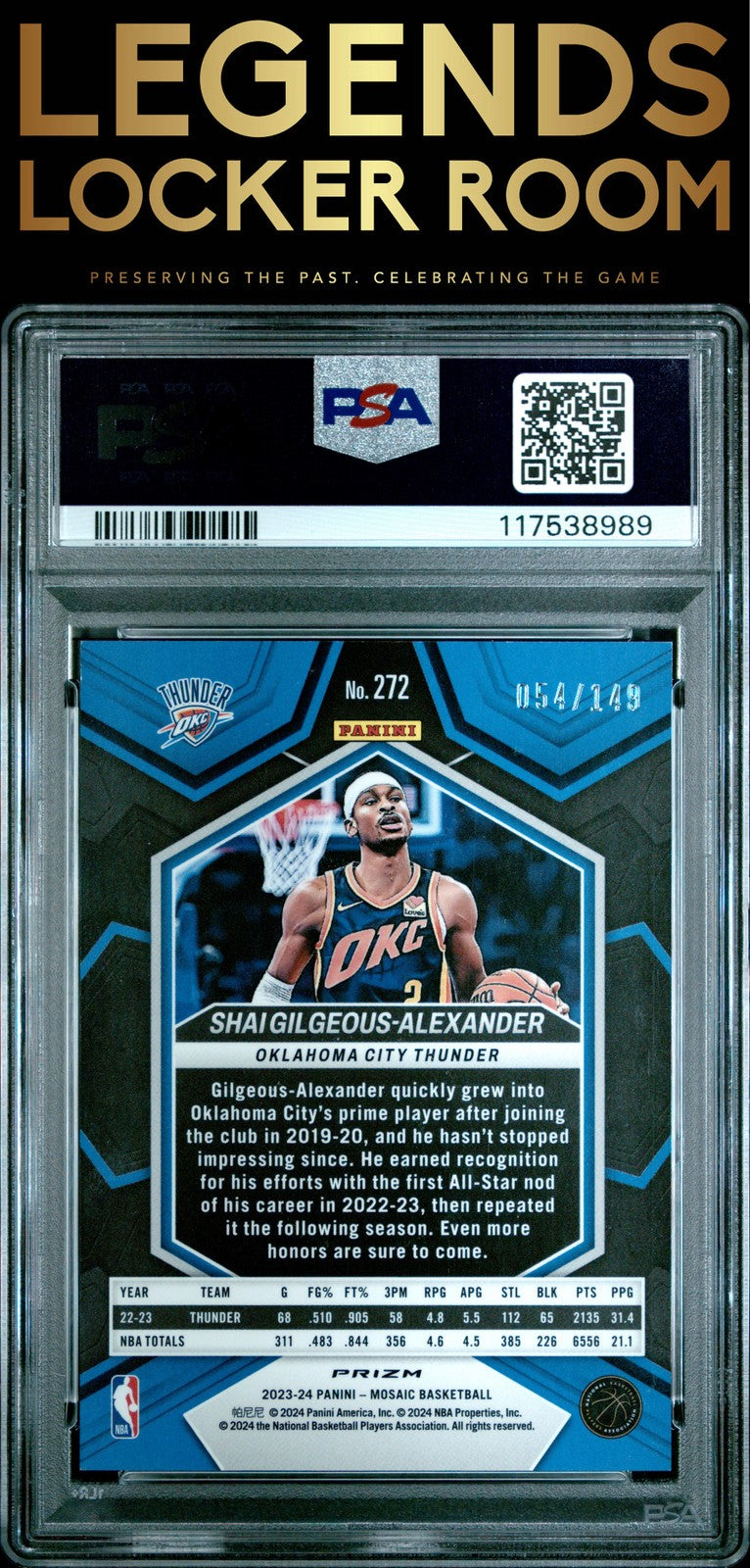 2023 Panini Mosaic #272 S. Gilgeous-Alexander Pink PSA 10