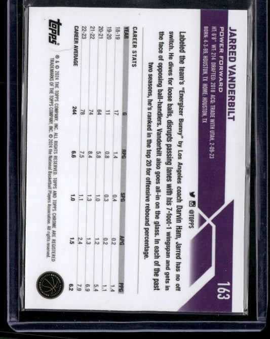 2023-24 Topps Chrome #163 Jarred Vanderbilt Prism Refractors