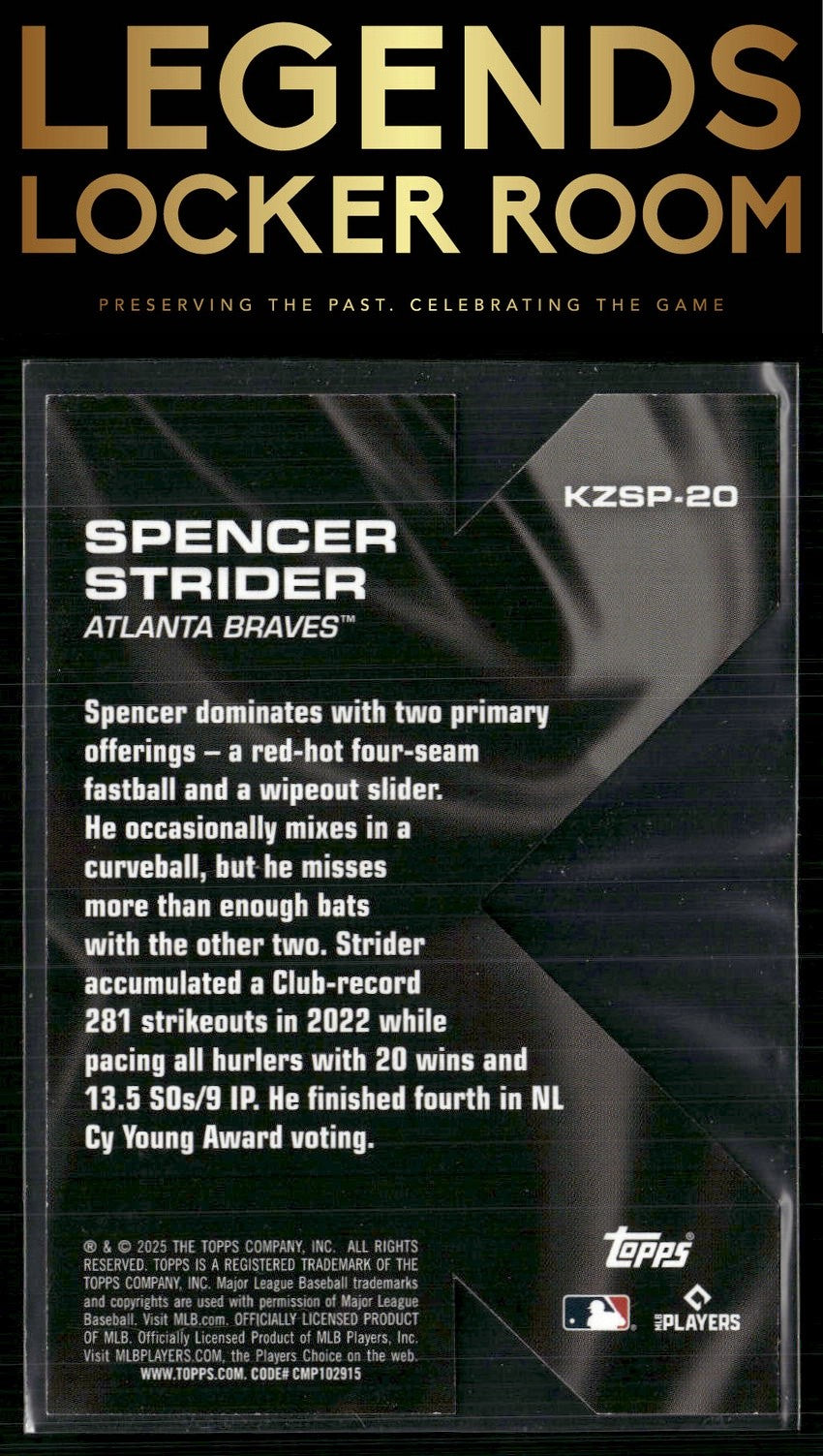 2025 Topps #KZSP-20 Spencer Strider K Zone SP Die-Cuts (Backwards K)