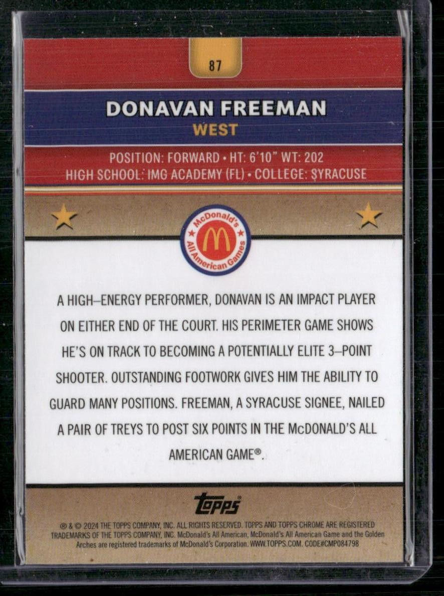 2024 Topps Chrome McDonald's All-American #87 Donnie Freeman