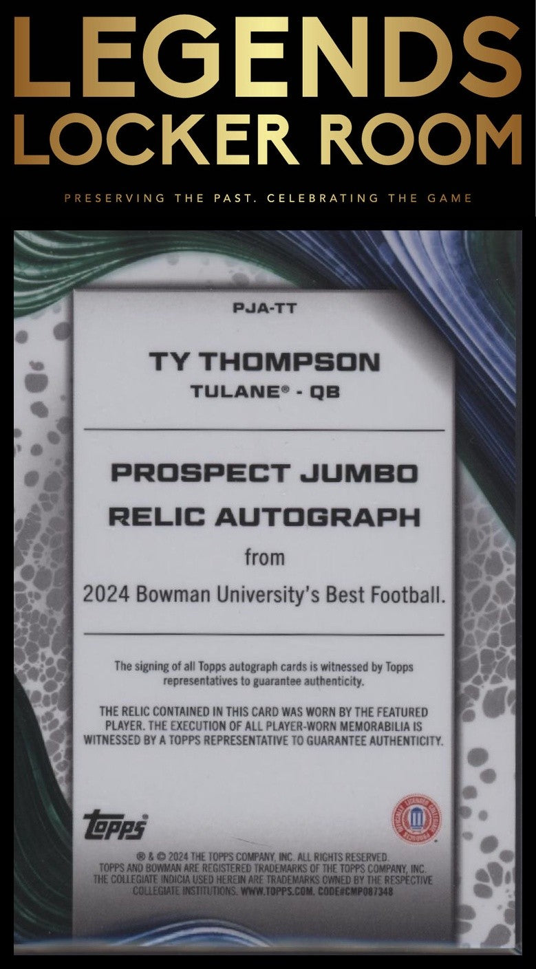 2024 Bowman University Best Ty Thompson Prospect Jumbo Relic Auto Honor Roll /99