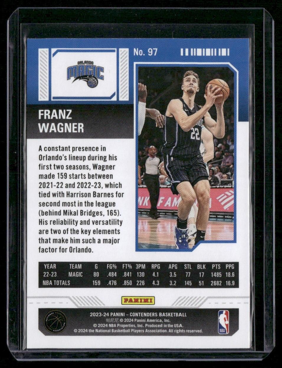 2023-24 Panini Contenders #97 Franz Wagner Game Ticket Bronze