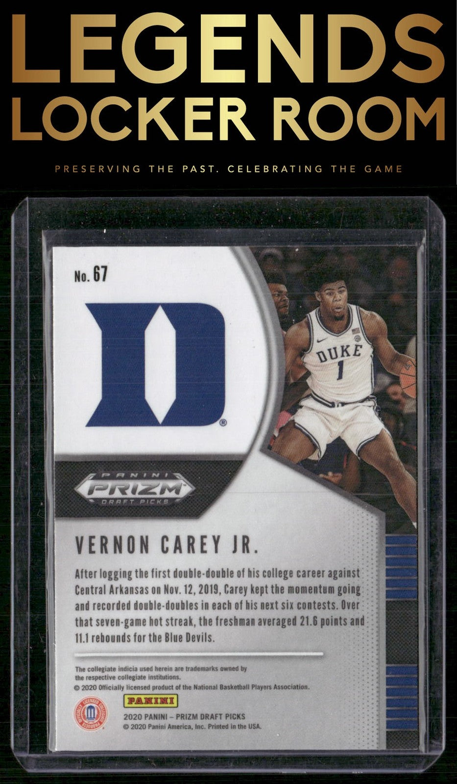 2020 Panini Prizm Draft Picks Collegiate #67 Vernon Carey Jr.