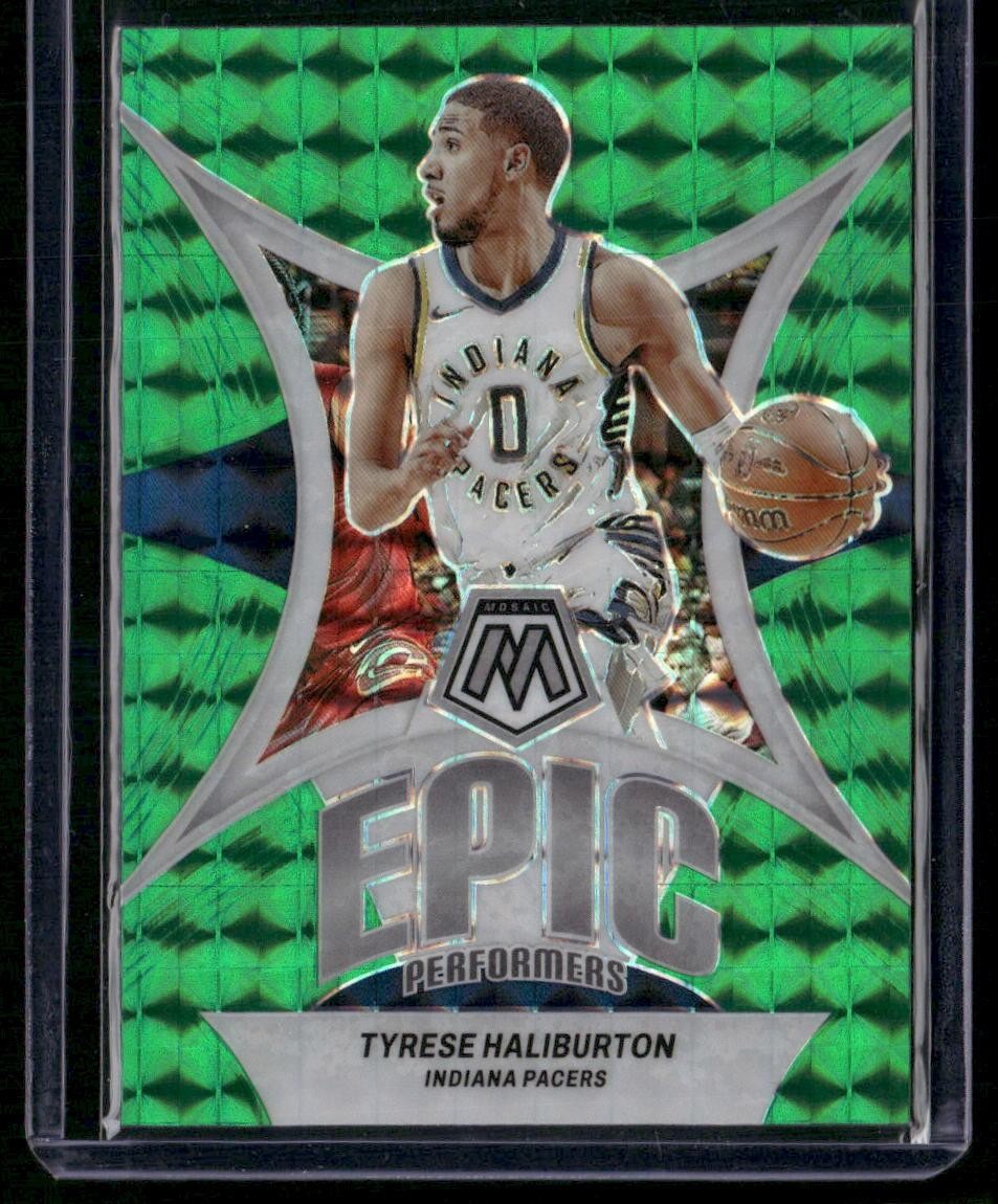 2023-24 Panini Mosaic #4 Tyrese Haliburton Epic Performers Mosaic Green