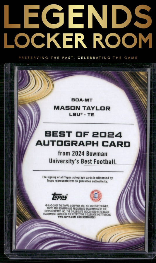 2024 Bowman University Best #BOA-MT Mason Taylor Best of 2024 Autographs