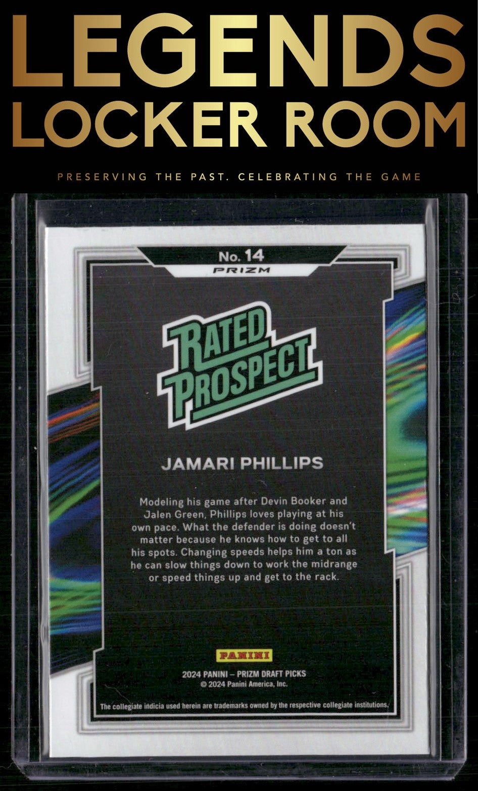 2024 Panini Prizm Draft Picks Jamari Phillips Rated Prospect Prizms Snakeskin