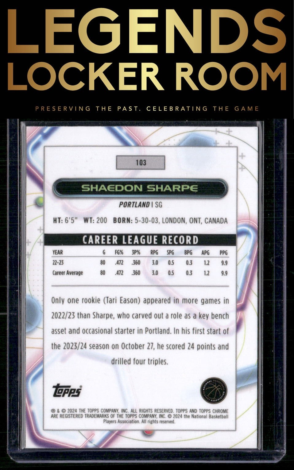 2023-24 Topps Chrome Cosmic #103 Shaedon Sharpe