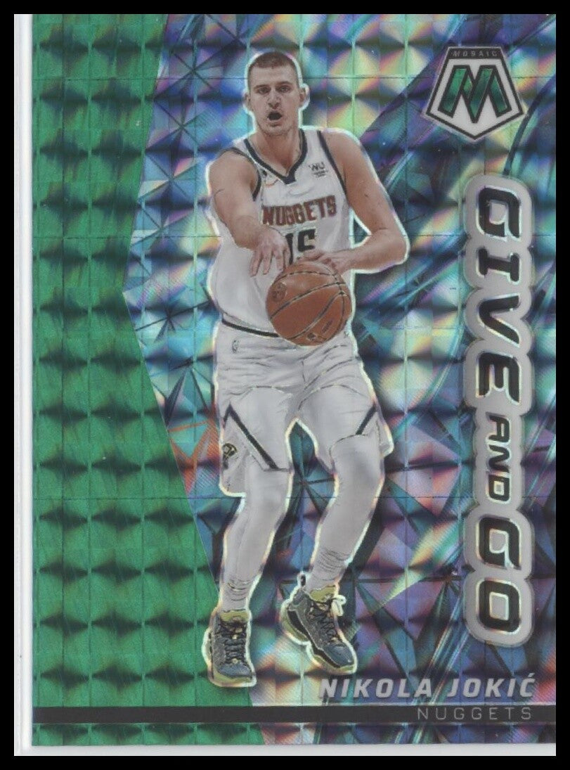 2022-23 Panini Mosaic #15 Nikola Jokic Give and Go Mosaic Green