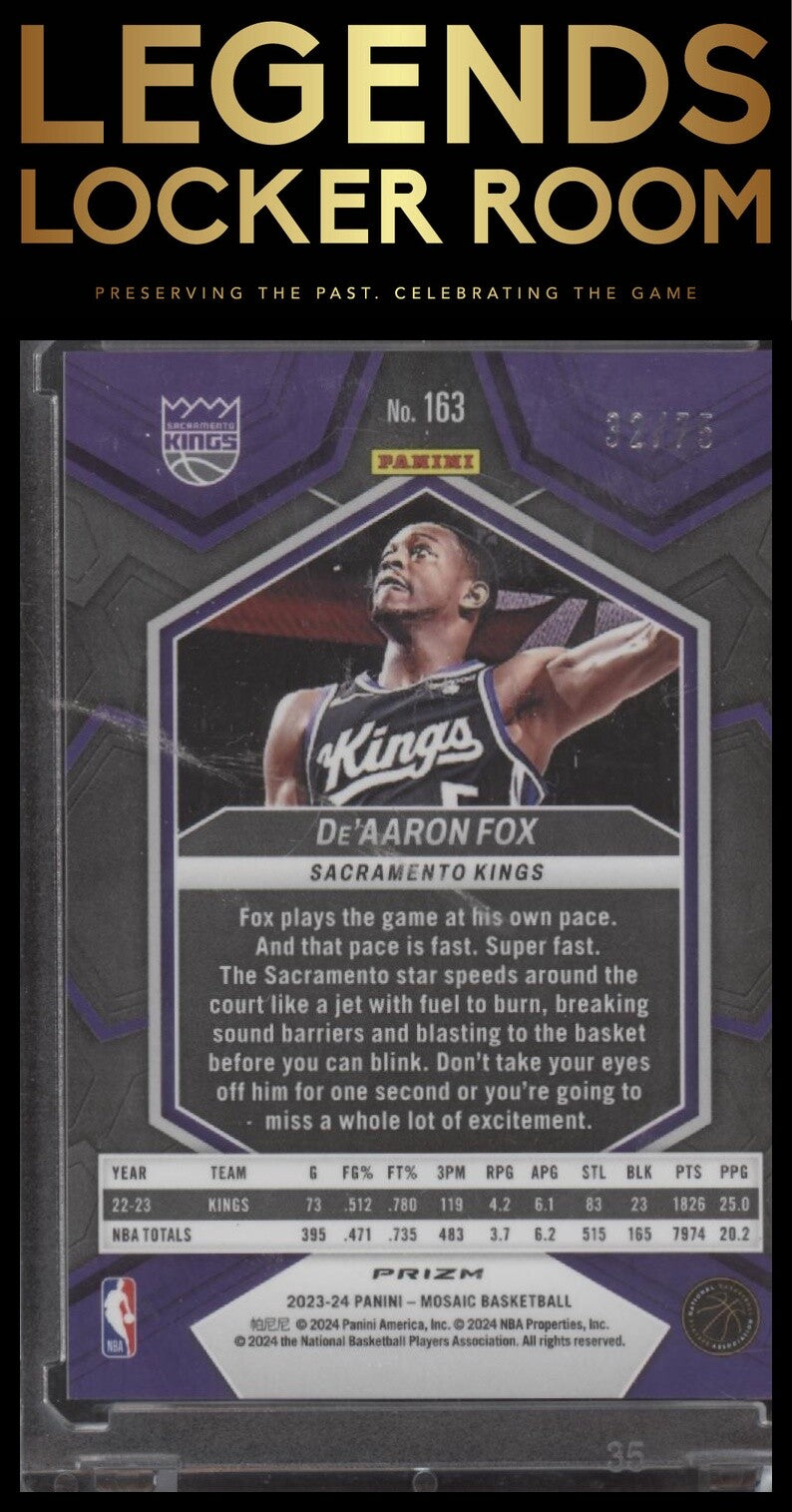 2023-24 Panini Mosaic #163 De'Aaron Fox Teal #/75