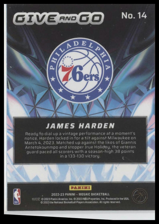 2022-23 Panini Mosaic #14 James Harden Give and Go