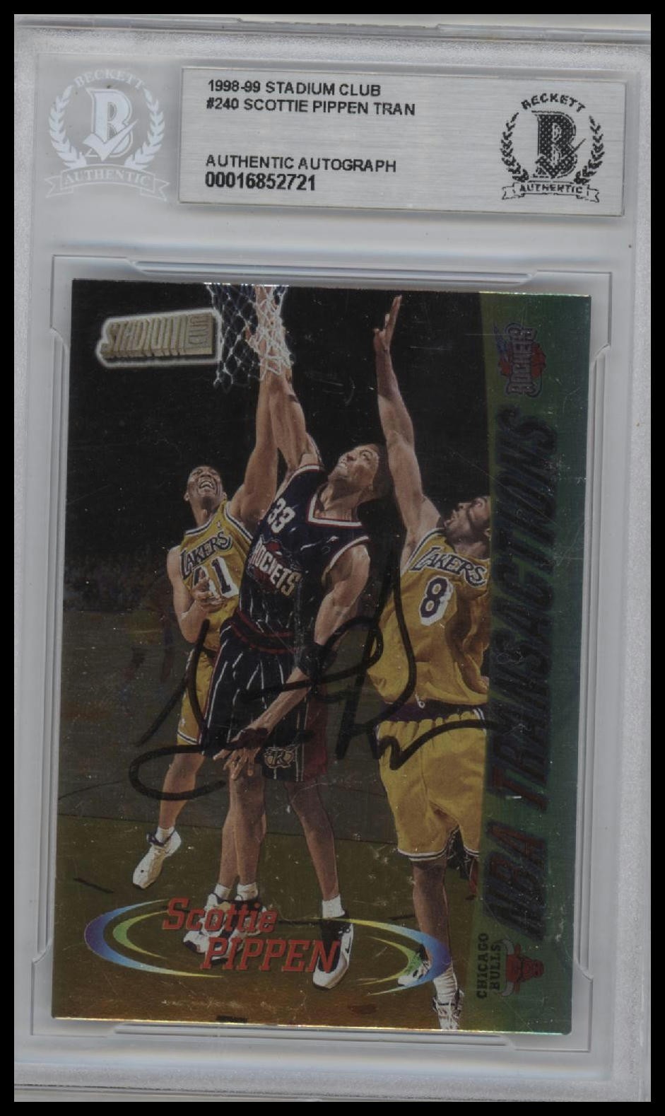 1998-99 Stadium Club #240 Scottie Pippen TRAN Auto BGS Authentic