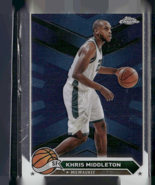 2023-24 Topps Chrome #67 Khris Middleton Aqua Refractors #/199