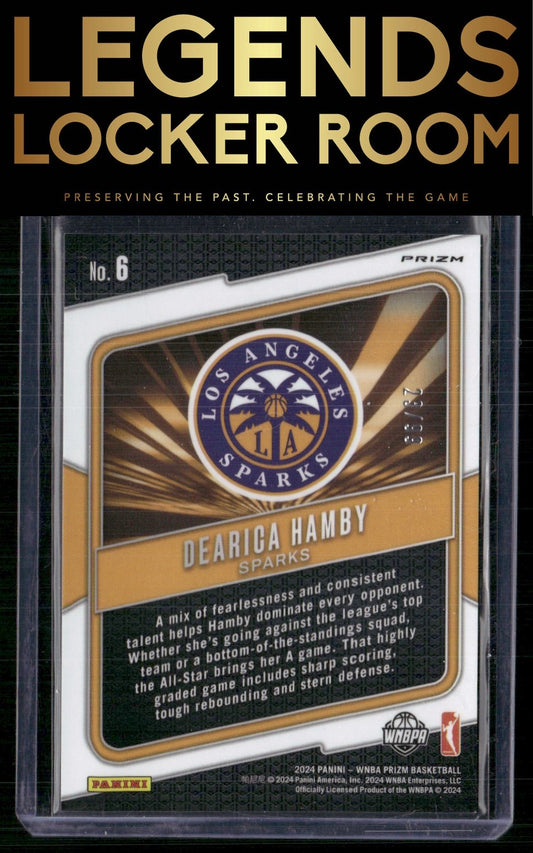 2024 Panini Prizm WNBA #6 Dearica Hamby Fearless Prizms Red #/99