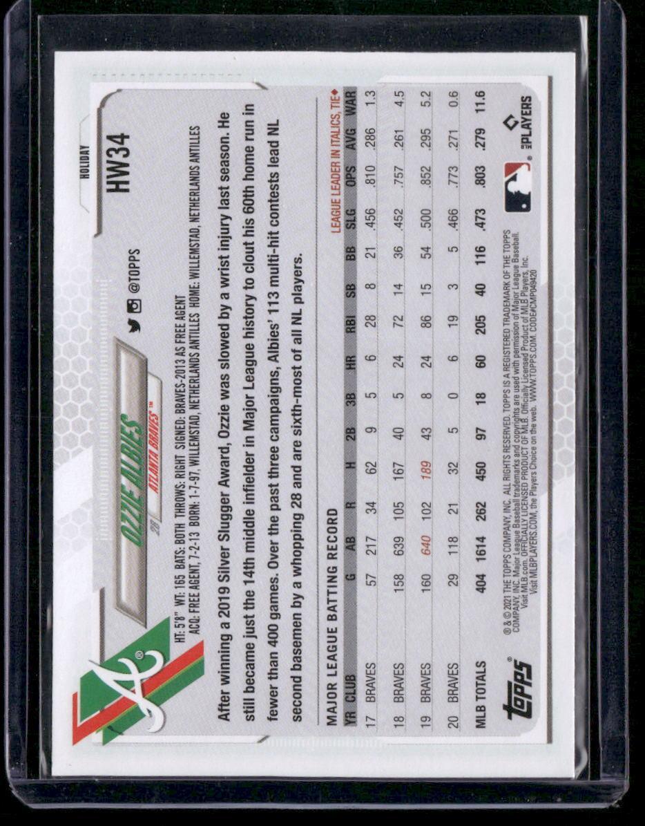 2021 Topps Holiday #HW34 Ozzie Albies Metallic Holiday