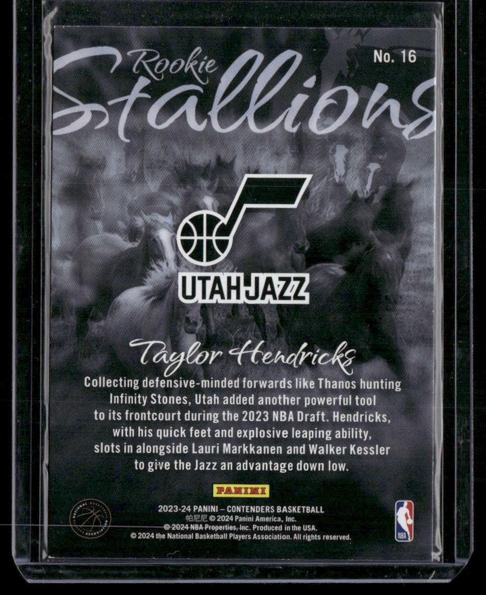 2023-24 Panini Contenders #16 Taylor Hendricks Rookie Stallions