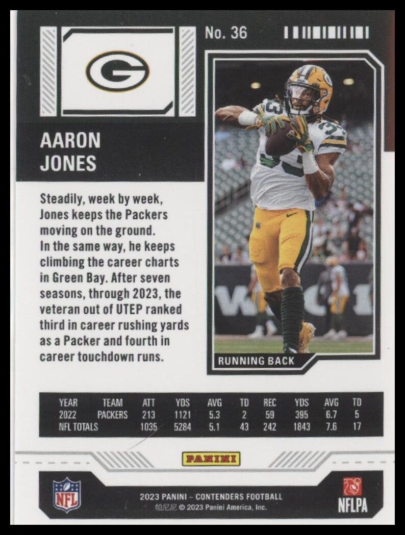 2023 Panini Contenders #36 Aaron Jones