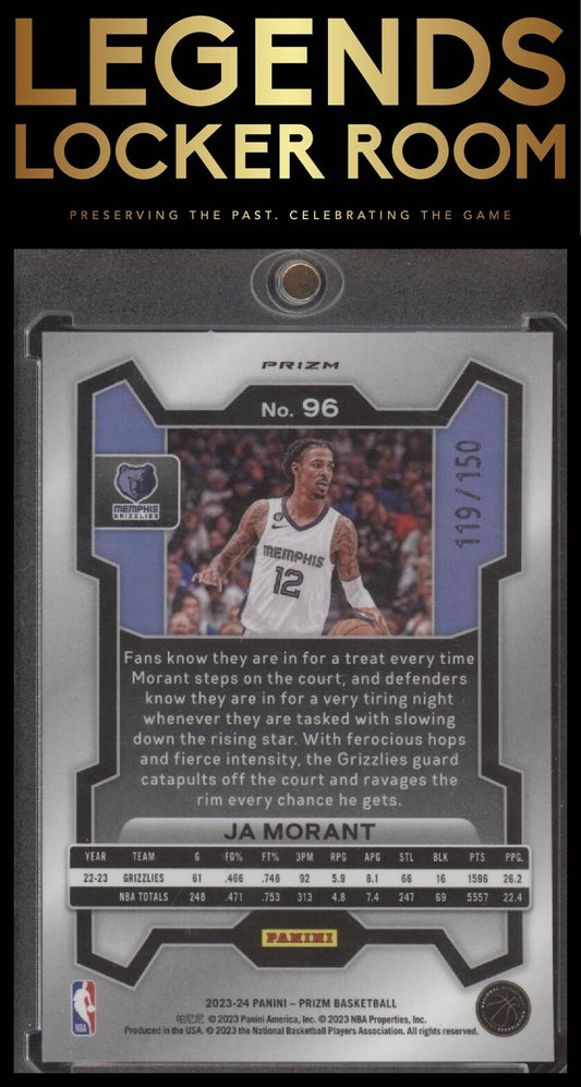 2023-24 Panini Prizm #96 Ja Morant Prizms Fast Break Blue #/150