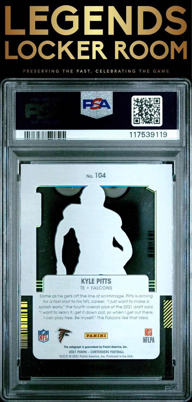 2021 Panini Contenders #104 Kyle Pitts Autograph-Clear PSA 9