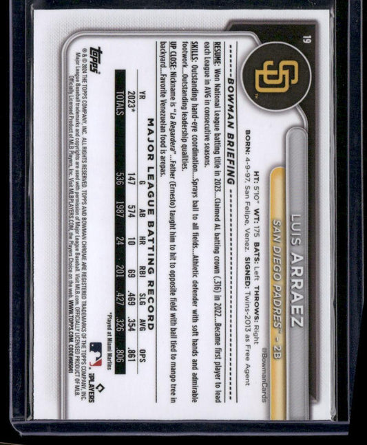 2024 Bowman Chrome #19 Luis Arraez