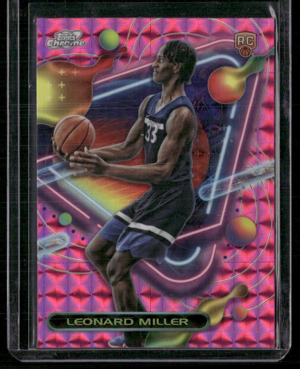 2023-24 Topps Chrome Cosmic #180 Leonard Miller Pink Galaxy Refractors