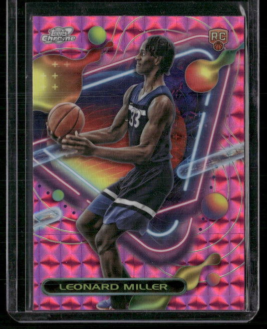 2023-24 Topps Chrome Cosmic #180 Leonard Miller Pink Galaxy Refractors