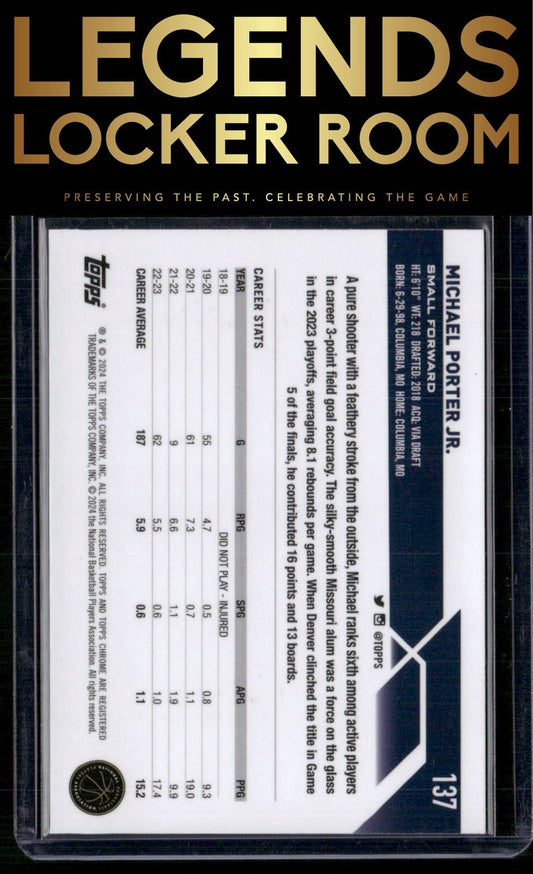2023-24 Topps Chrome Sapphire Edition #137 Michael Porter Jr.