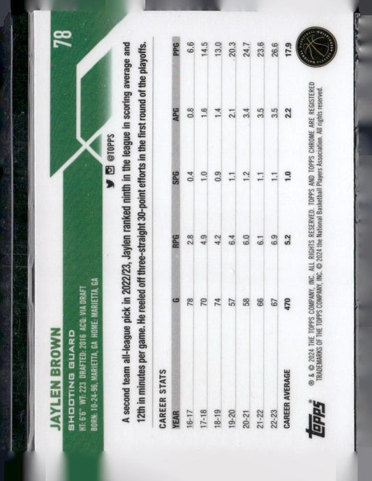 2023-24 Topps Chrome #78 Jaylen Brown