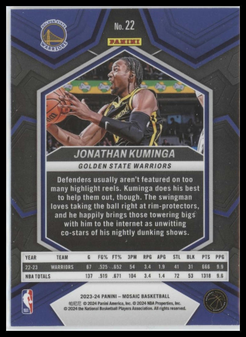 2023-24 Panini Mosaic #22 Jonathan Kuminga