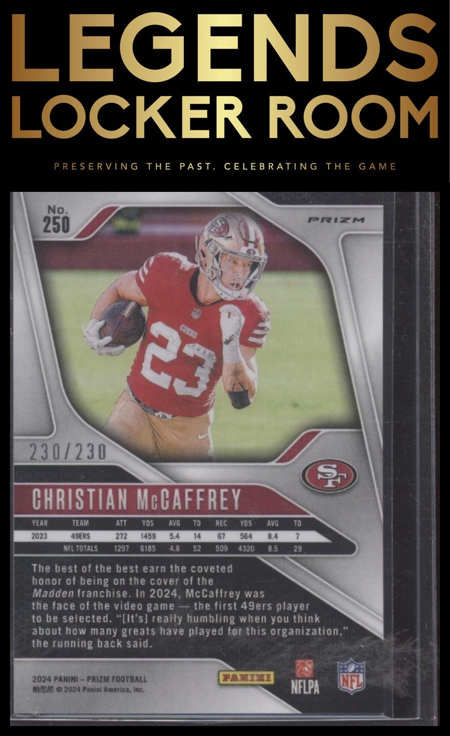 2024 Panini Prizm Christian McCaffrey Blue Wave 230/230 Bookend!