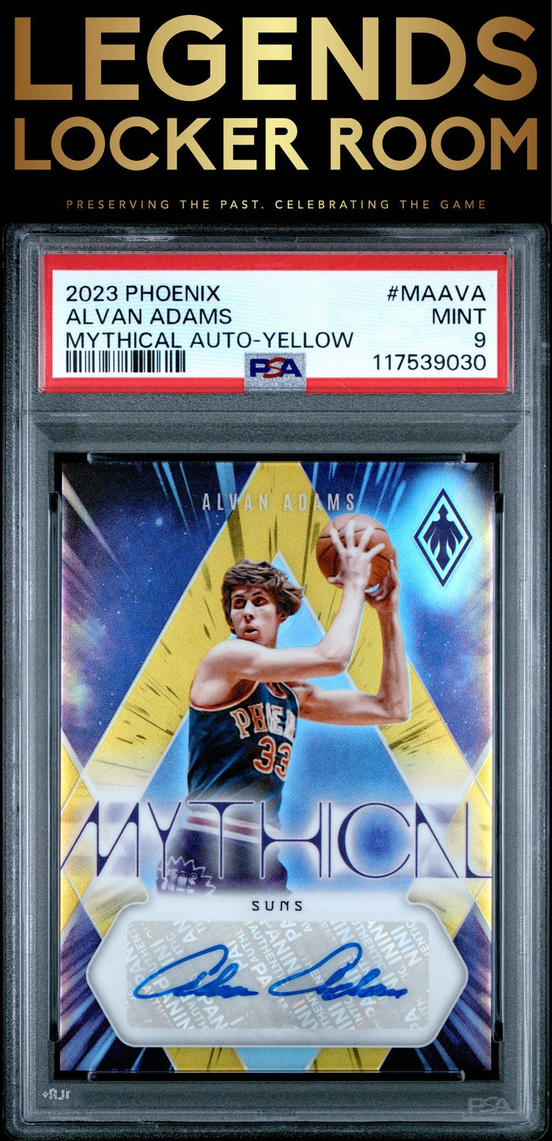 2023 Panini Phoenix Mythical Auto Alvan Adams Mythical Yellow PSA 9