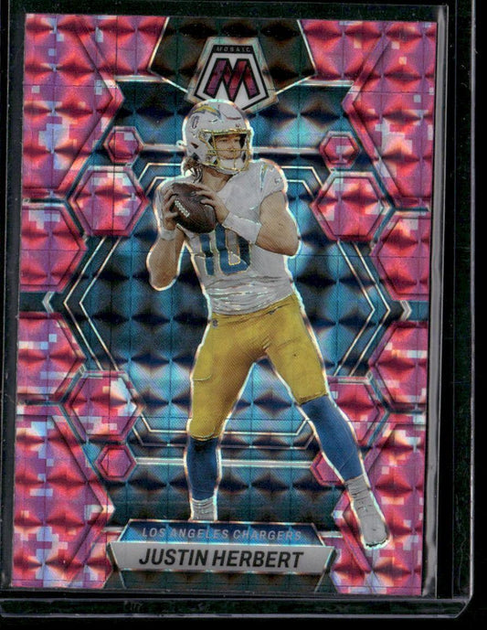 2023 Panini Mosaic #127 Justin Herbert Camo Pink Mosaic
